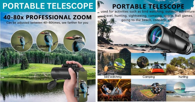 80x100 Monocular-Telescope High Powered for Smartphone Monoculars for Adults High Definition Monocular Telescope for Stargazing Hunting Wildlife Bird...
